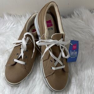 Hanes Women's Canvas Sneakers in Tan with White Laces